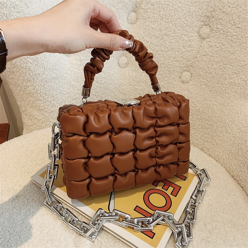 Elegant Grid Mini Handle Bag