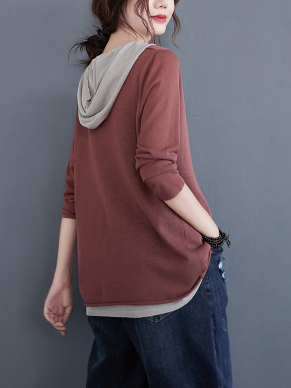 Original False Two Knitting T-Shirt Thin Sweater