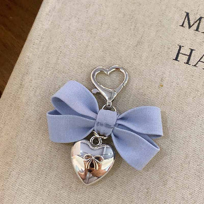 Cute Heart Solid Color Bow Knot Keychain