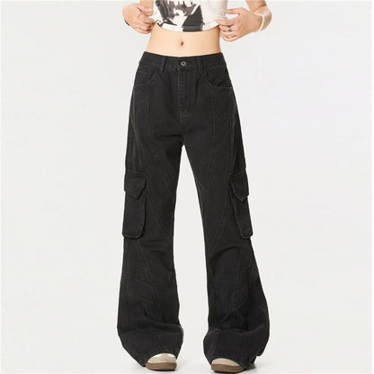 Washed Distressed Flared Skinny Jeans