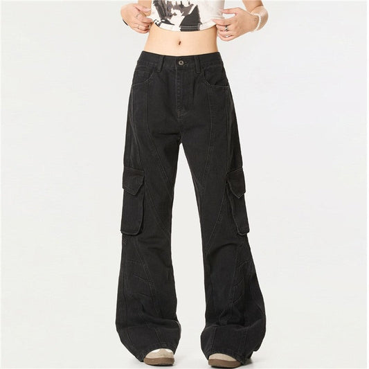 Washed Distressed Flared Skinny Jeans