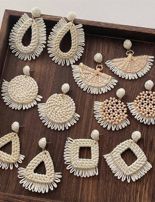 Vintage Handwoven Rattan Grass Earrings