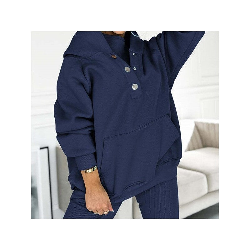 Solid Color Hooded Sports Casual Sweatshirt