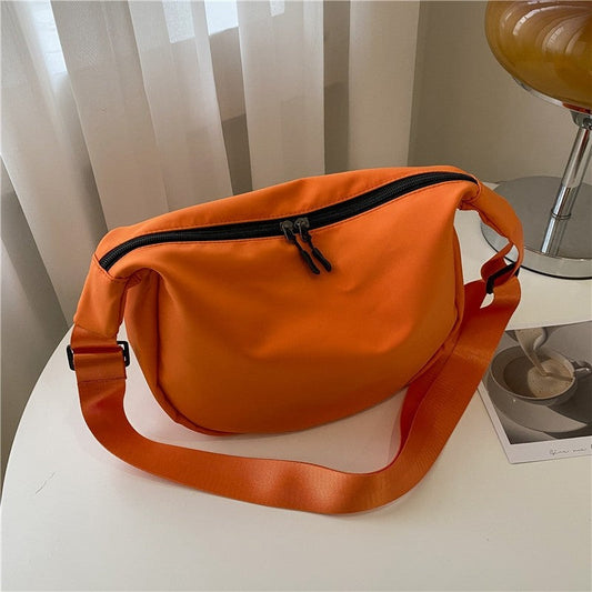 Causal Solid Color Oxford Crossbody Bag