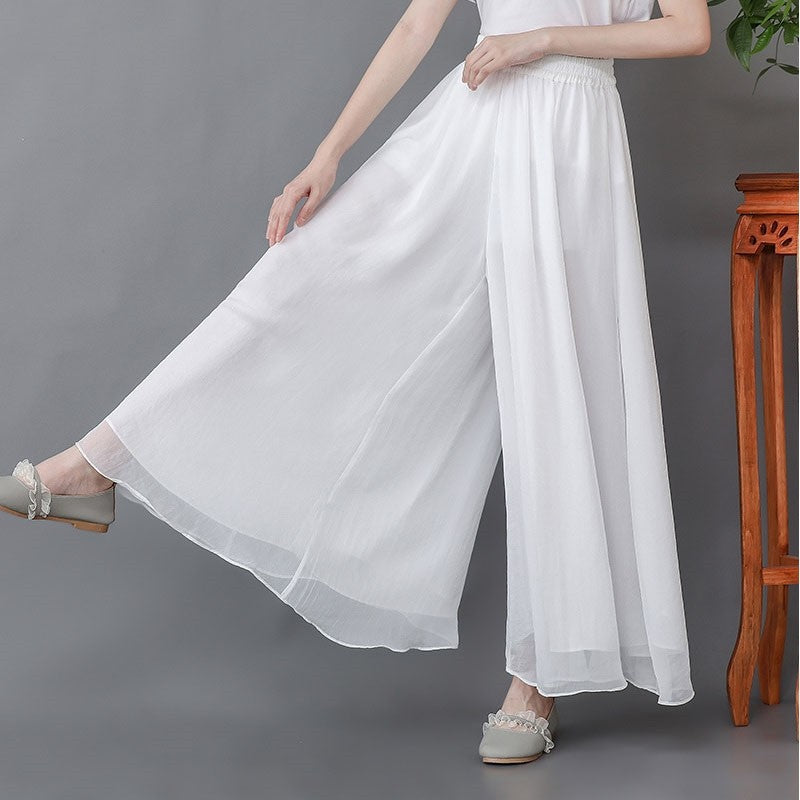 Baggy Wide Leg Chiffon Pants
