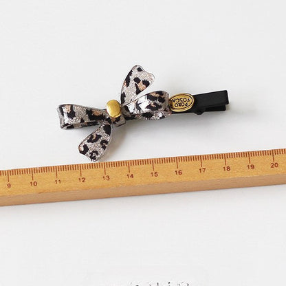 Leopard Bow Mini Hair Clips