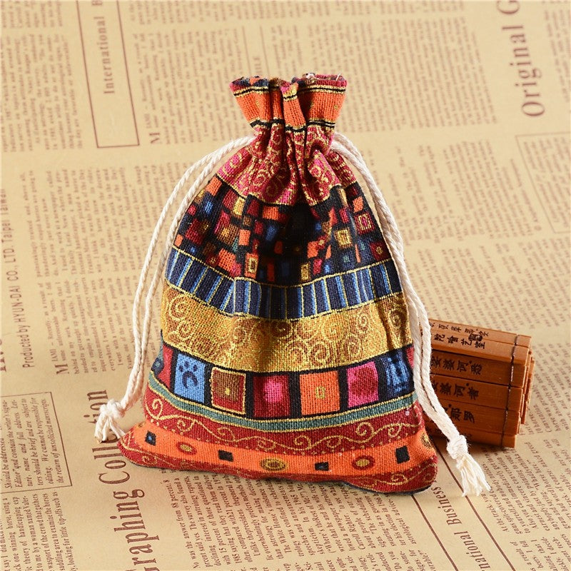 Ethnic Wind-Printed Bouquet Pocket Gift Packaging Bag
