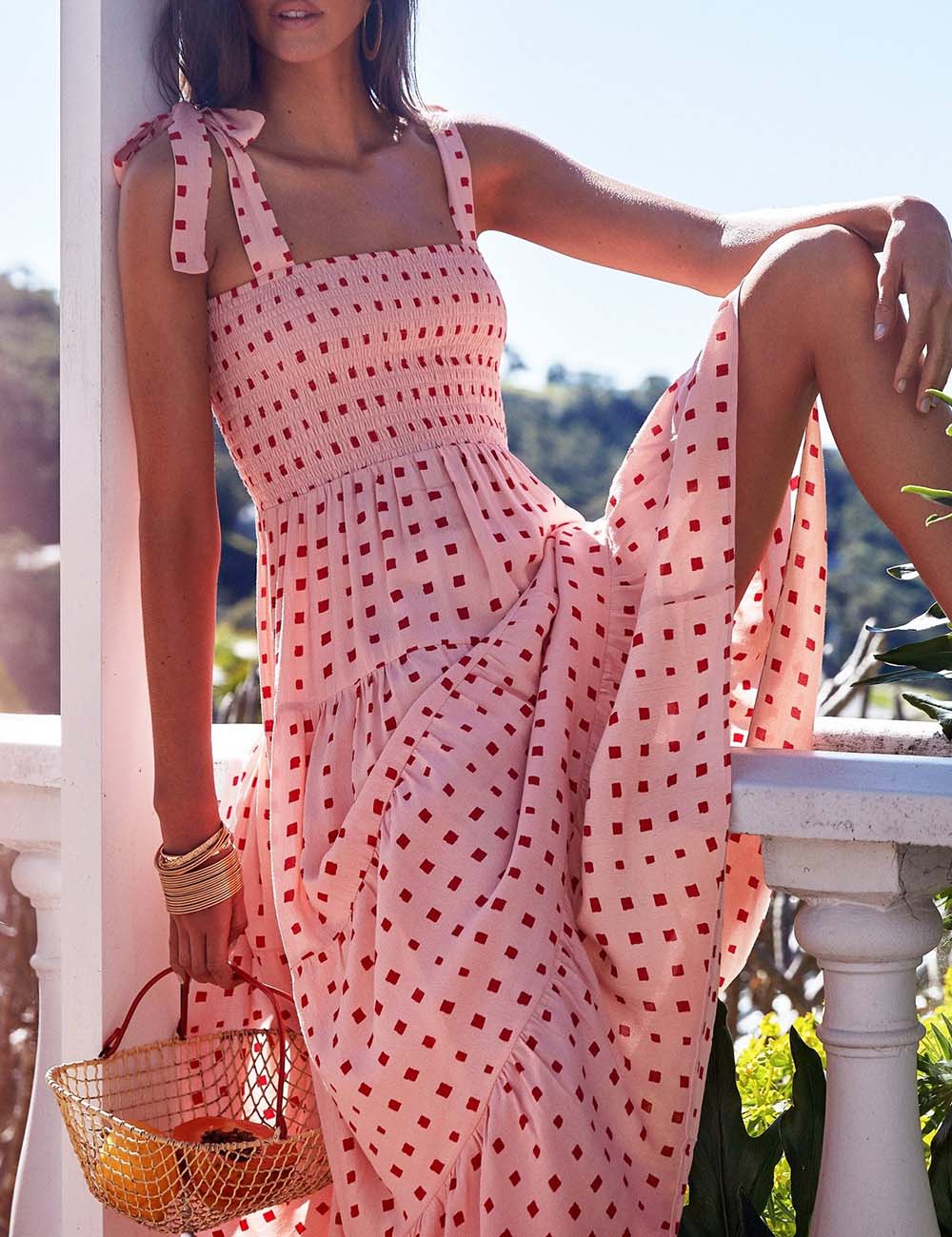 Floral Print Strap Shoulder Maxi Dress
