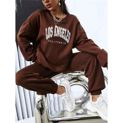 Long Sleeve Round Neck Sweater Printed Suit