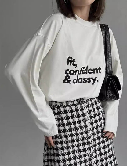 Loose Letter Long Sleeves T-Shirt