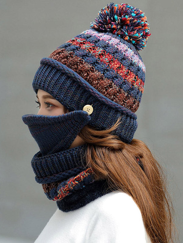 Original Three Pieces Knitting Hat+Mask+Scarf