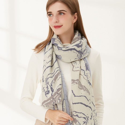 Leisure Marbled Printed Warm Scarf