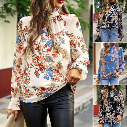 Floral Printed Long Sleeves Blouse Top