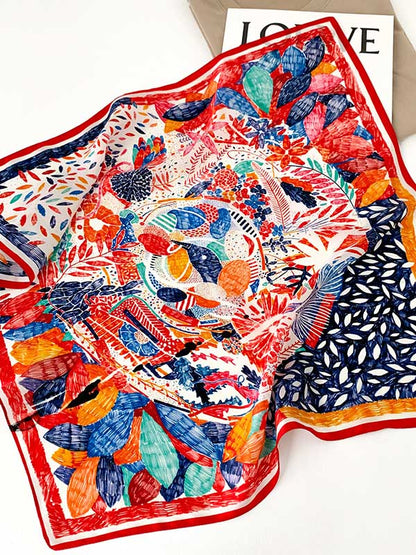 Abstract Printed Sun-Protection Small Square Scarf