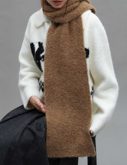 Knit Wool Blend Solid Color Winter Scarf