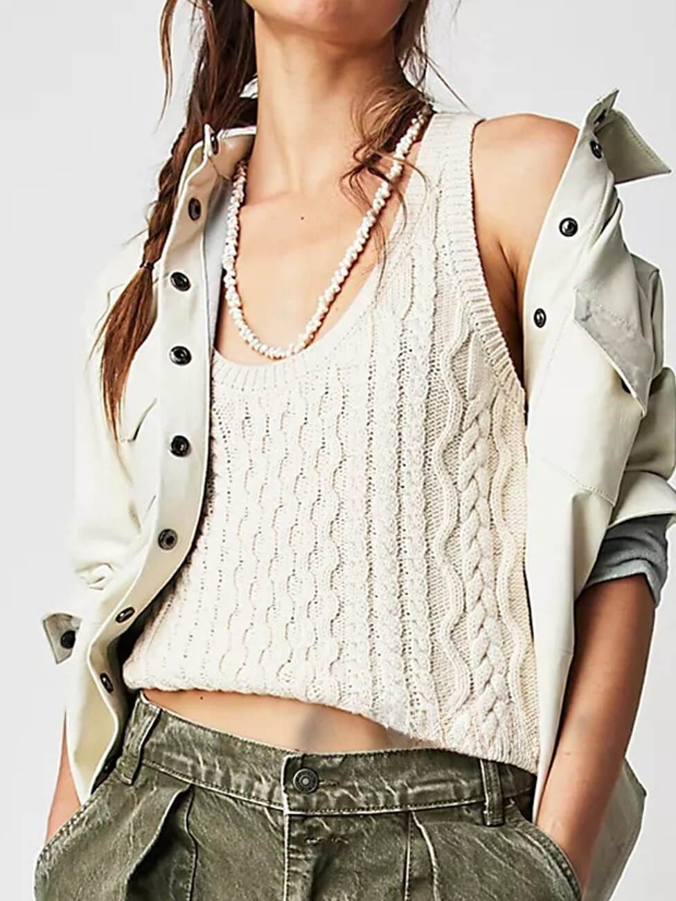 Casual Simple Twist V-Neck Knit Vest