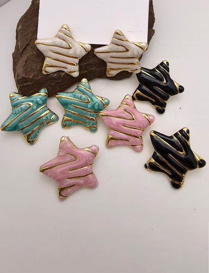 Luxury Star Handmade Drip Glaze Stud Earrings
