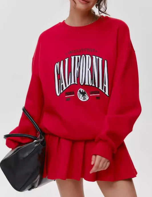 Vintage Loose Casual Print Hoodie