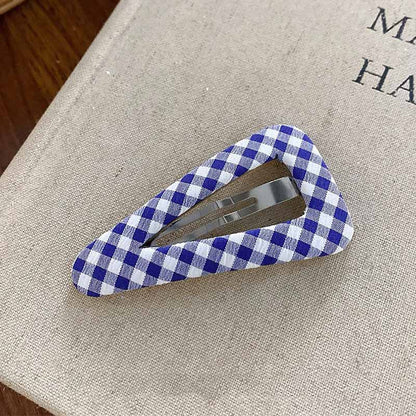 Sweet Denim Plaid Fabric Hair Clip