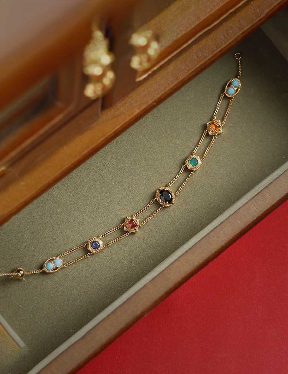 Colorful Zircon Double-Layer Chain Bracelet