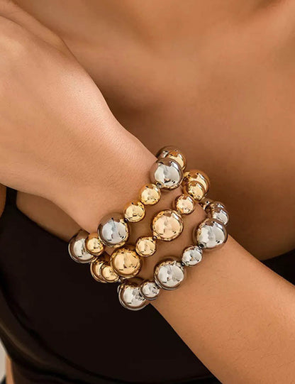 Bold Punk Style Color Contrast Bead Bracelet