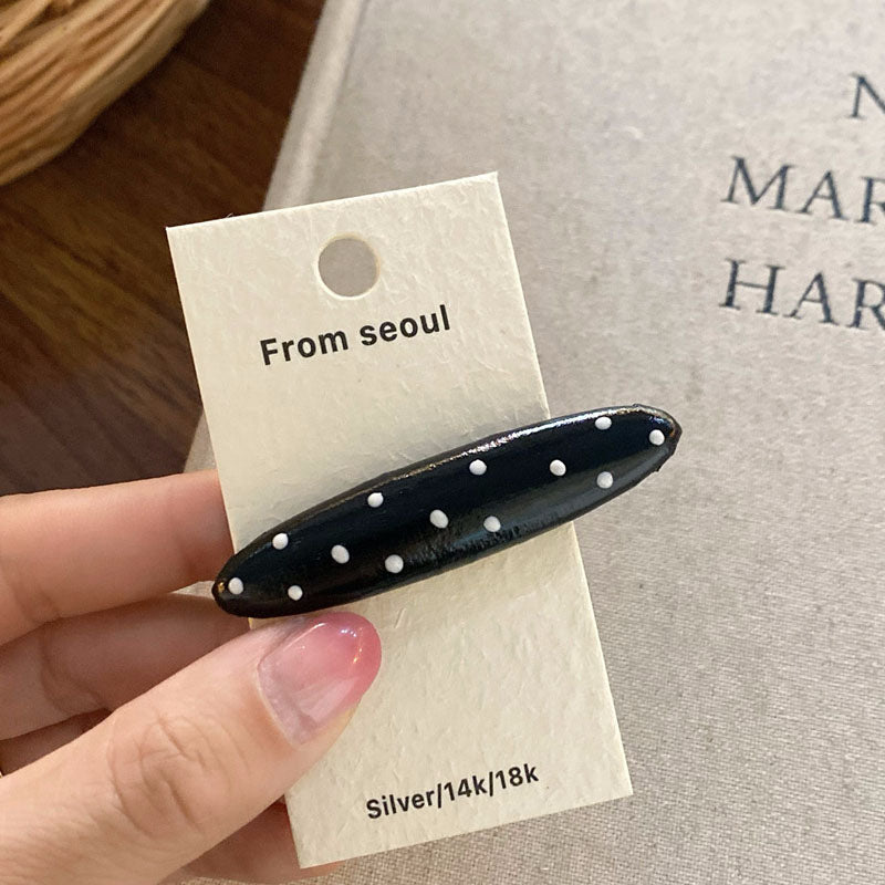 Simple Leather Heart Polka Dot Hair Clips