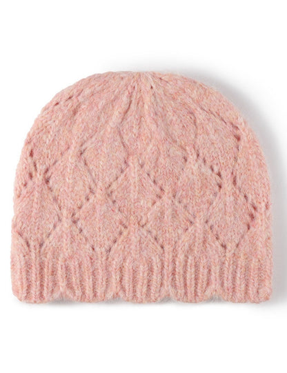 Solid Color Jacquard Knit Beanie