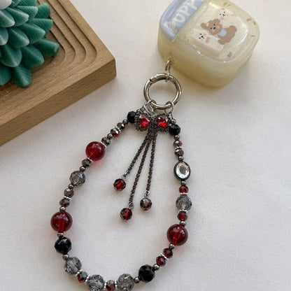 Rhinestone Bow Tassel Crystal Beaded Phone Chain