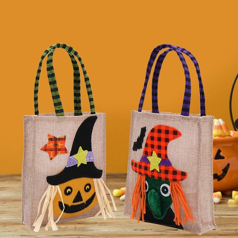 Ramie Cotton Cute Cartoon Halloween Candy Bag Handbag