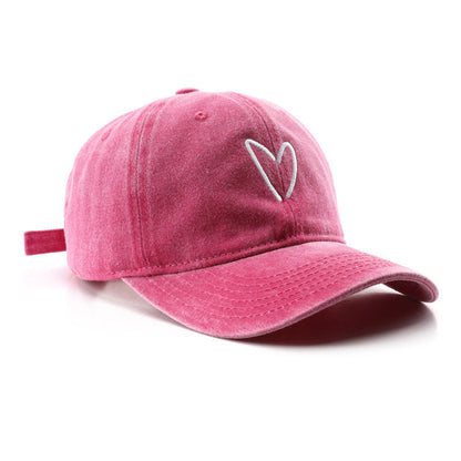 Retro Distressed Embroidered Heart Baseball Cap