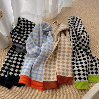 Checkered Knitted Comfy Scarf