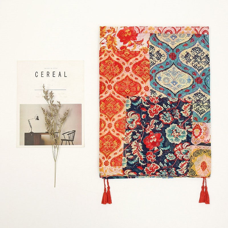 Fashion Colorful Printed Fringe Scarf