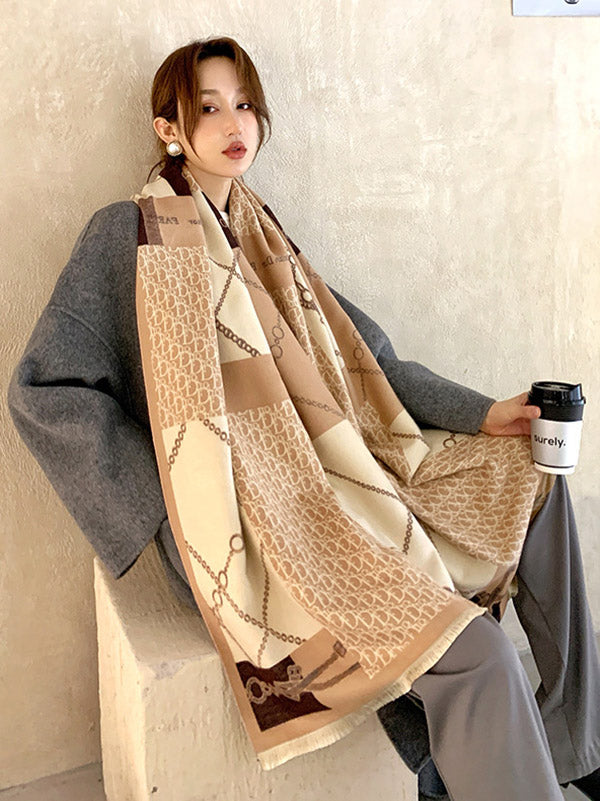 Imitation Cashmere Printed Double-Side Shawl Scarf