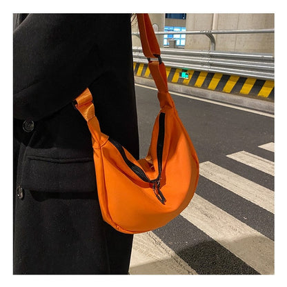 Causal Solid Color Oxford Crossbody Bag