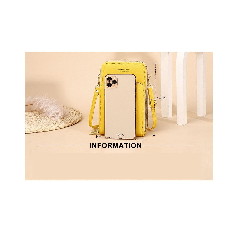 PU Leather Solid Color Large Capacity Multifunctional Purse One   Shoulder Crossbody Cell Phone Bag