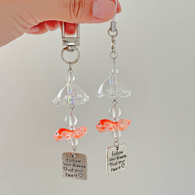 Cute Goldfish Wind Chime Crystal Bag Charm
