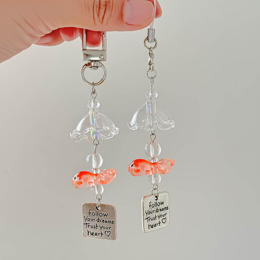 Cute Goldfish Wind Chime Crystal Bag Charm
