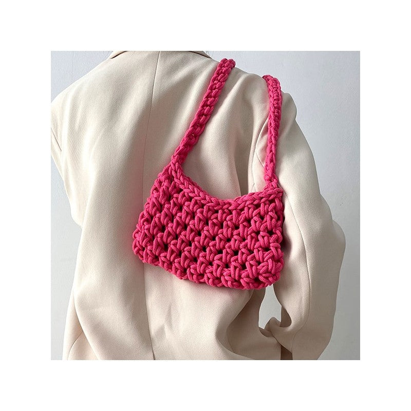 Solid Color Crochet Knitted Shoulder Bag