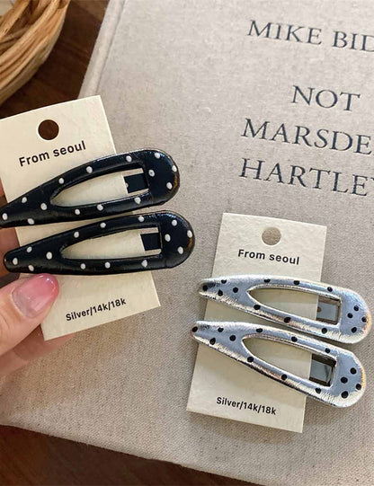 Simple Leather Heart Polka Dot Hair Clips