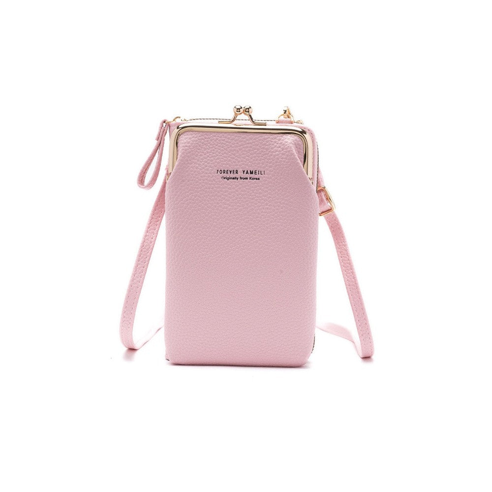 PU Leather Solid Color Large Capacity Purse One Shoulder Crossbody Cell Phone Bag