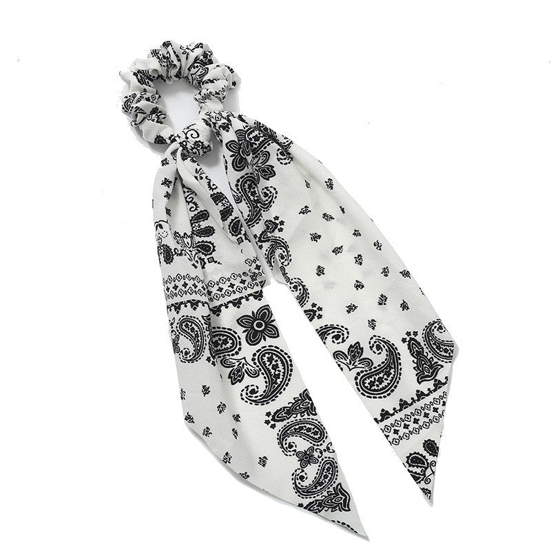 Satin Paisley Printed Hair Scarf Pony