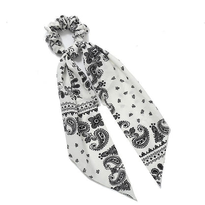 Satin Paisley Printed Hair Scarf Pony
