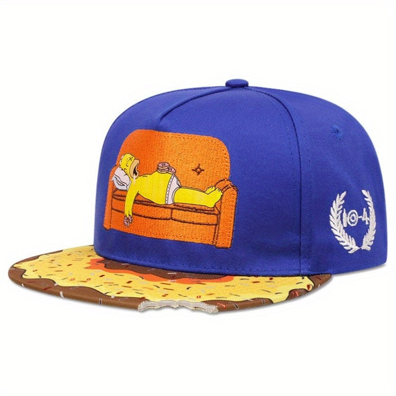 Donut Cutout Embroidered Flat Brim Baseball Cap Unisex Sun Hat