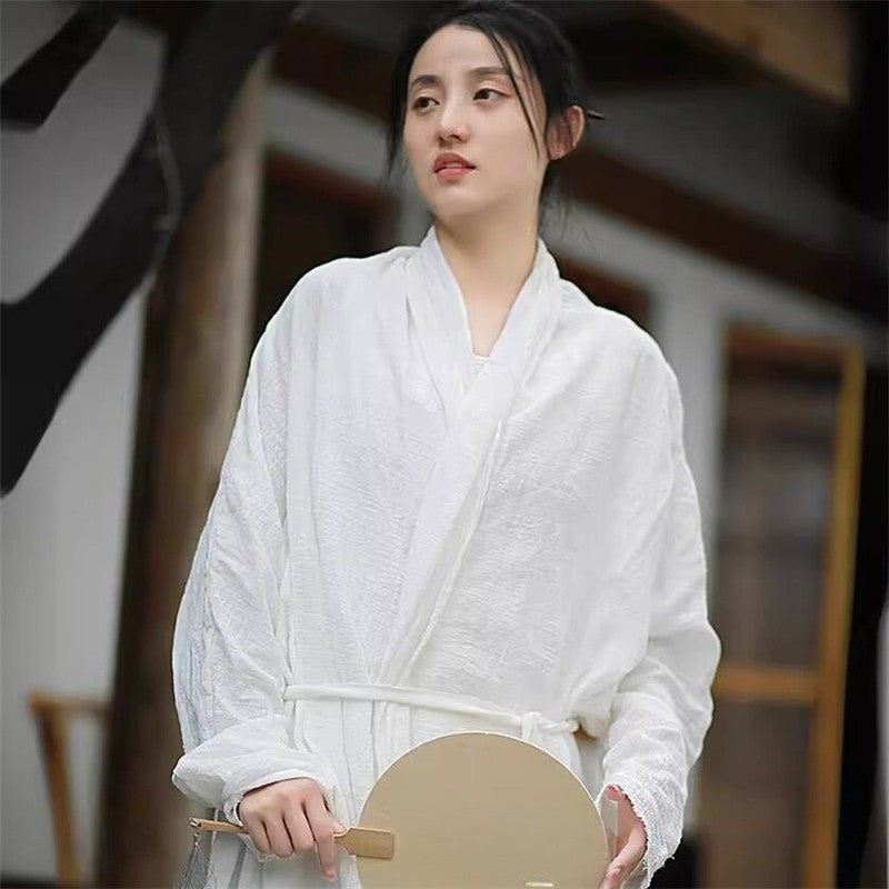 Solid Color Artistic Waist Belt Cardigan