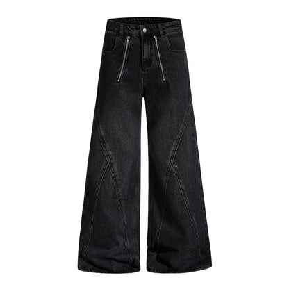 Vintage Washed Wide Leg Deconstructed Denim Pants