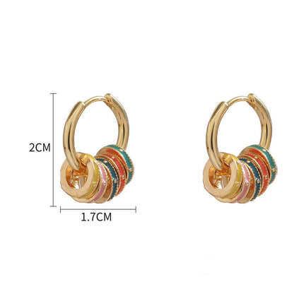 Trendy Colorful Enamel Hoop Earrings