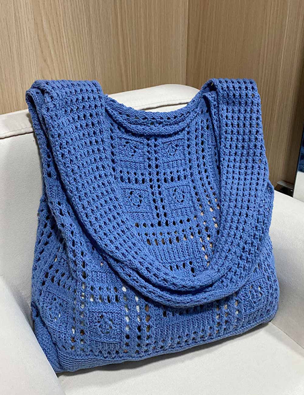 Solid Color Hollow Braided Shoulder Bags