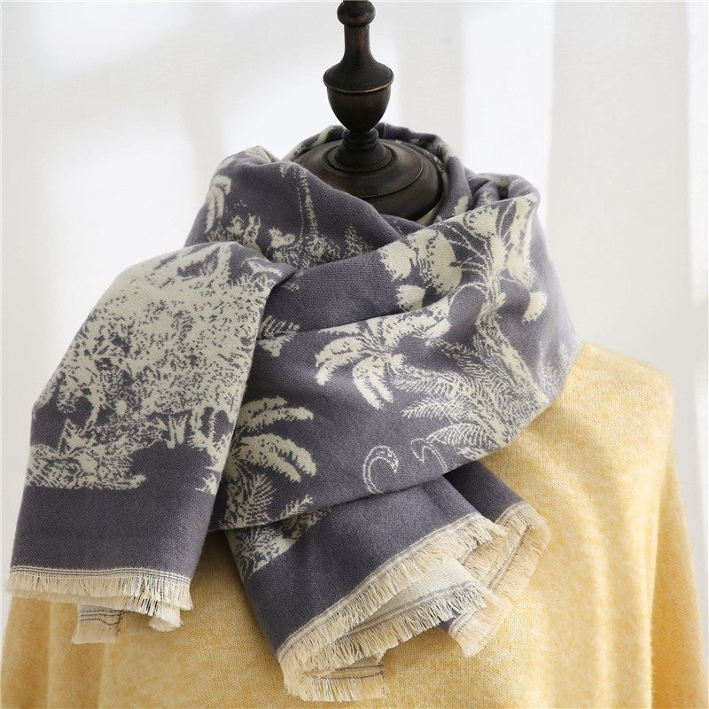 Reversible Printing Warm Imitated Cashmere Shawl Scarf