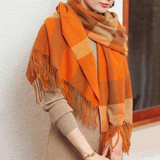 Plaid Printed Tassel Scarf