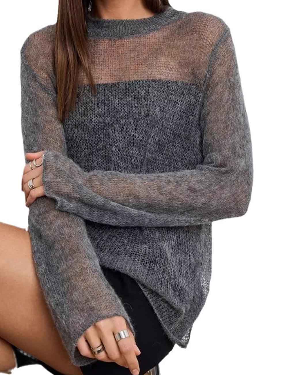 Casual Solid Color Hollow Out Knit Cover-Up